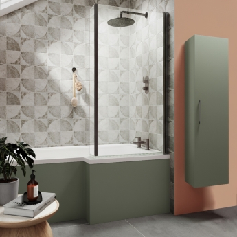 Nuie Arno Wall Hung 1-Door Tall Unit 300mm Wide - Satin Green