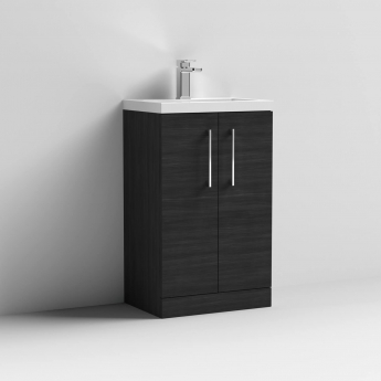 Arno Compact Woodgrain 500mm 2-Door Floor Standing Vanity Unit