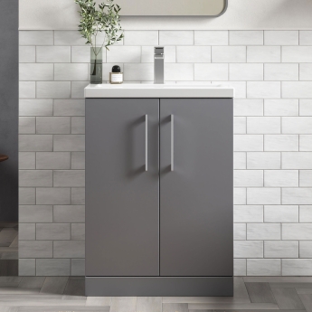 Arno Compact 600mm 2-Door Floor Standing Vanity Unit | Product Image