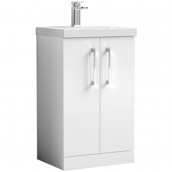 Nuie Arno Floor Standing 2-Door Vanity Unit with Basin-1 500mm Wide - Gloss White