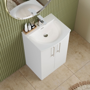 Nuie Arno Floor Standing 2-Door Vanity Unit with Basin-4 500mm Wide - Gloss White | Product Image