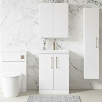 Nuie Arno Floor Standing 2-Door Vanity Unit with Basin-1 600mm Wide - Gloss White