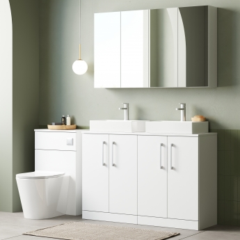 Nuie Arno Floor Standing 4-Door Vanity Unit with Worktop 1200mm Wide - Gloss White