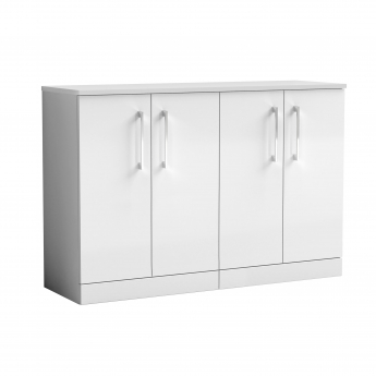 Nuie Arno Floor Standing 4-Door Vanity Unit with Worktop 1200mm Wide - Gloss White
