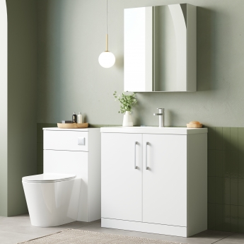Nuie Arno Floor Standing 2-Door Vanity Unit with Basin-1 800mm Wide - Gloss White