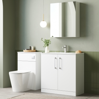 Nuie Arno Floor Standing 2-Door Vanity Unit with Basin-2 800mm Wide - Gloss White