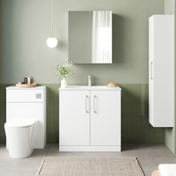Nuie Arno Floor Standing 2-Door Vanity Unit with Basin-2 800mm Wide - Gloss White