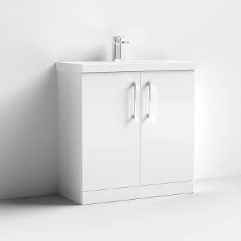 Nuie Arno Floor Standing 2-Door Vanity Unit with Basin-3 800mm Wide - Gloss White