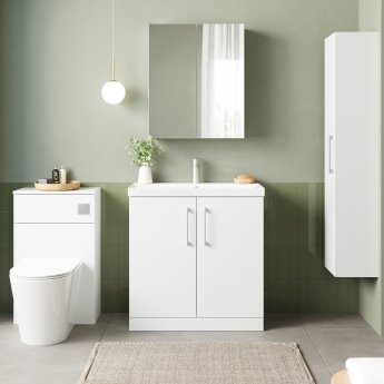 Nuie Arno Floor Standing 2-Door Vanity Unit with Basin-3 800mm Wide - Gloss White