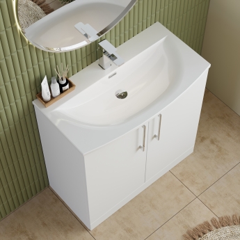 Nuie Arno Floor Standing 2-Door Vanity Unit with Basin-4 800mm Wide - Gloss White