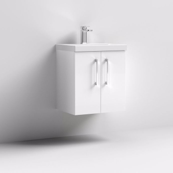 Nuie Arno Wall Hung 2-Door Vanity Unit with Basin-1 500mm Wide - Gloss White
