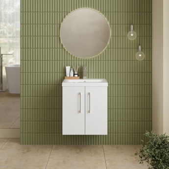 Nuie Arno Wall Hung 2-Door Vanity Unit with Basin-1 500mm Wide - Gloss White | Product Image