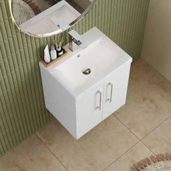 Nuie Arno Wall Hung 2-Door Vanity Unit with Basin-1 500mm Wide - Gloss White | Product Image