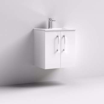 Nuie Arno Wall Hung 2-Door Vanity Unit with Basin-2 500mm Wide - Gloss White
