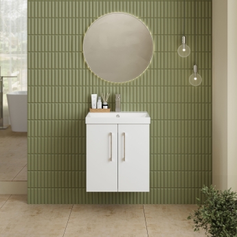 Nuie Arno Wall Hung 2-Door Vanity Unit with Basin-3 500mm Wide - Gloss White | Product Image