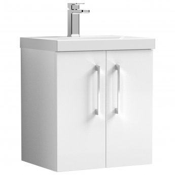 Nuie Arno Wall Hung 2-Door Vanity Unit with Basin-3 500mm Wide - Gloss White