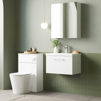 Nuie Arno Wall Hung 1-Drawer Vanity Unit with Basin-1 600mm Wide - Gloss White