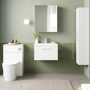 Nuie Arno Wall Hung 1-Drawer Vanity Unit with Basin-1 600mm Wide - Gloss White