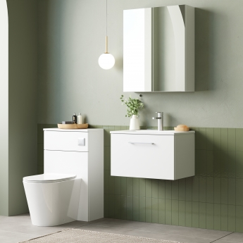 Nuie Arno Wall Hung 1-Drawer Vanity Unit with Basin-2 600mm Wide - Gloss White