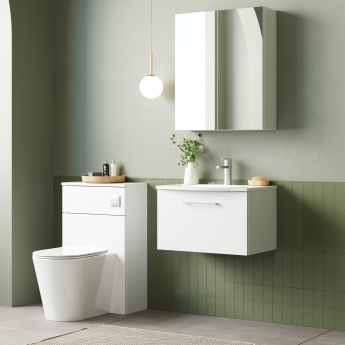 Nuie Arno Wall Hung 1-Drawer Vanity Unit with Basin-4 600mm Wide - Gloss White