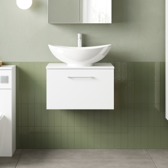 Arno 600mm 1-Drawer Wall Hung Vanity Unit with Countertop | Product Image