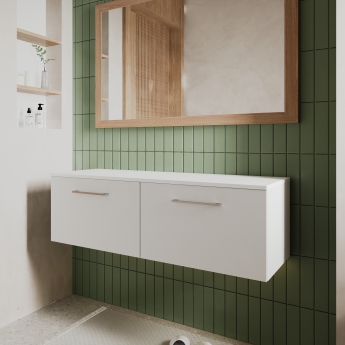 Nuie Arno Wall Hung 2-Drawer Vanity Unit with Worktop 1200mm Wide - Gloss White