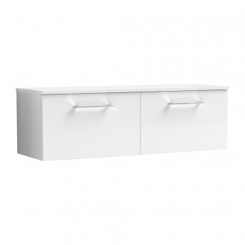 Nuie Arno Wall Hung 2-Drawer Vanity Unit with Worktop 1200mm Wide - Gloss White