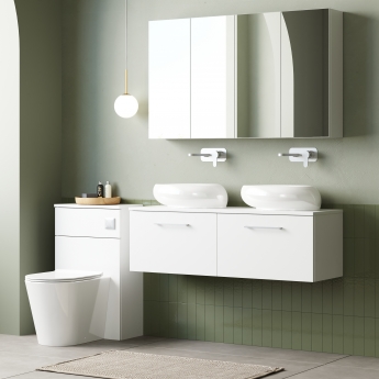 Nuie Arno Wall Hung 2-Drawer Vanity Unit with Worktop 1200mm Wide - Gloss White