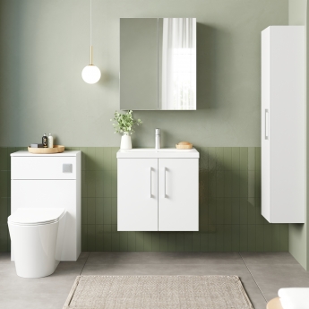Nuie Arno Wall Hung 2-Door Vanity Unit with Basin-1 500mm Wide - Gloss White