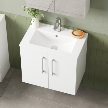 Nuie Arno Wall Hung 2-Door Vanity Unit with Basin-2 500mm Wide - Gloss White