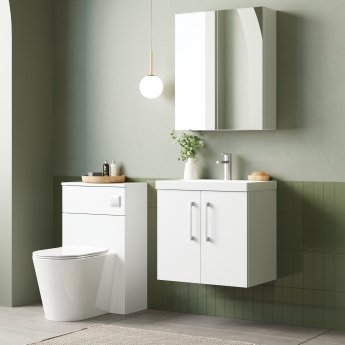 Nuie Arno Wall Hung 2-Door Vanity Unit with Basin-3 500mm Wide - Gloss White