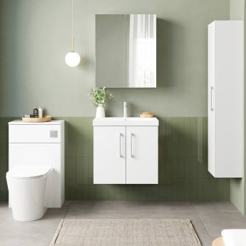 Nuie Arno Wall Hung 2-Door Vanity Unit with Basin-3 500mm Wide - Gloss White