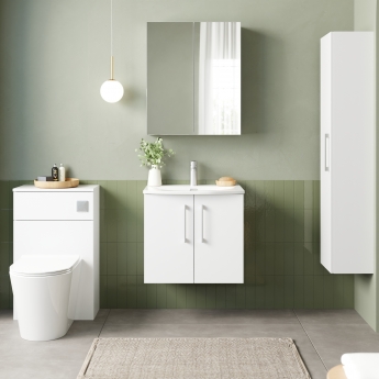 Nuie Arno Wall Hung 2-Door Vanity Unit with Basin-4 500mm Wide - Gloss White