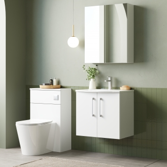 Nuie Arno Wall Hung 2-Door Vanity Unit with Basin-4 500mm Wide - Gloss White