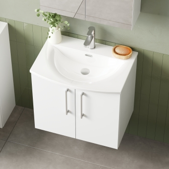 Nuie Arno Wall Hung 2-Door Vanity Unit with Basin-4 500mm Wide - Gloss White