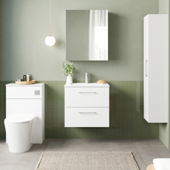 Nuie Arno Wall Hung 2-Drawer Vanity Unit with Basin-2 600mm Wide - Gloss White