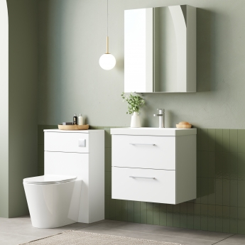 Nuie Arno Wall Hung 2-Drawer Vanity Unit with Basin-3 600mm Wide - Gloss White