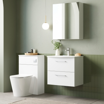 Nuie Arno Wall Hung 2-Drawer Vanity Unit with Basin-4 600mm Wide - Gloss White