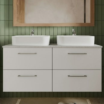 Nuie Arno Wall Hung 4-Drawer Vanity Unit with Bellato Grey Worktop 1200mm Wide - Gloss White | Product Image