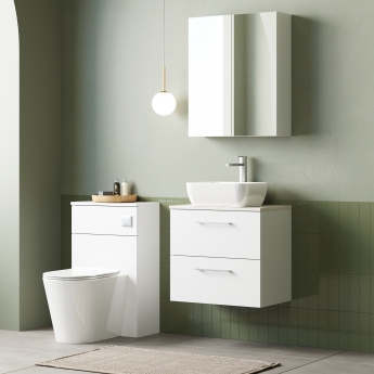 Nuie Arno Wall Hung 2-Drawer Vanity Unit with Sparkling White Worktop 600mm Wide - Gloss White