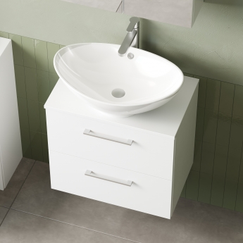 Nuie Arno Wall Hung 2-Drawer Vanity Unit with Worktop 600mm Wide - Gloss White