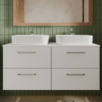 Arno Twin 1200mm 4-Drawer Wall Hung Vanity Unit with Countertop