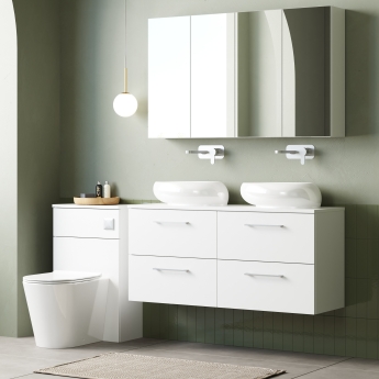 Nuie Arno Wall Hung 4-Drawer Vanity Unit with Worktop 1200mm Wide - Gloss White | Product Image