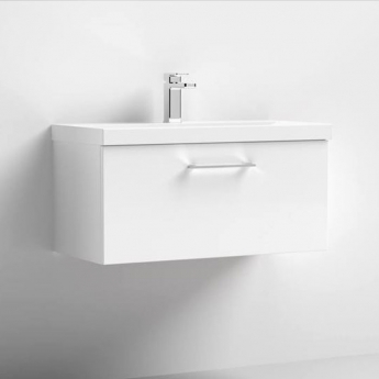 Nuie Arno Wall Hung 1-Drawer Vanity Unit with Basin-1 800mm Wide - Gloss White