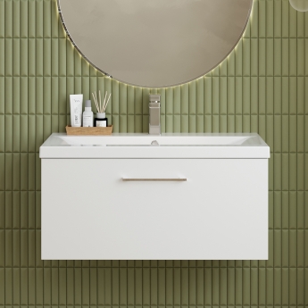 Nuie Arno Wall Hung 1-Drawer Vanity Unit with Basin-1 800mm Wide - Gloss White