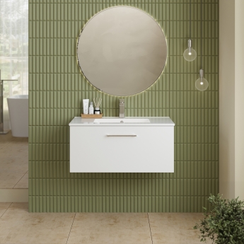 Nuie Arno Wall Hung 1-Drawer Vanity Unit with Basin-2 800mm Wide - Gloss White