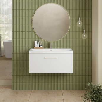 Nuie Arno Wall Hung 1-Drawer Vanity Unit with Basin-3 800mm Wide - Gloss White