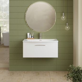 Nuie Arno Wall Hung 1-Drawer Vanity Unit with Basin-4 800mm Wide - Gloss White