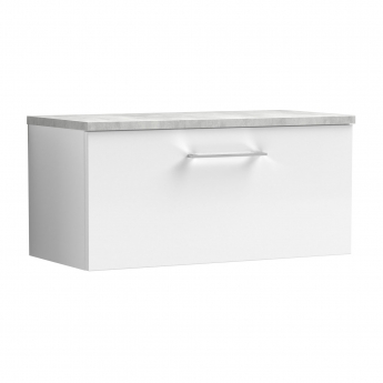 Nuie Arno Wall Hung 1-Drawer Vanity Unit with Bellato Grey Worktop 800mm Wide - Gloss White