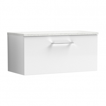 Nuie Arno Wall Hung 1-Drawer Vanity Unit with Sparkling White Worktop 800mm Wide - Gloss White